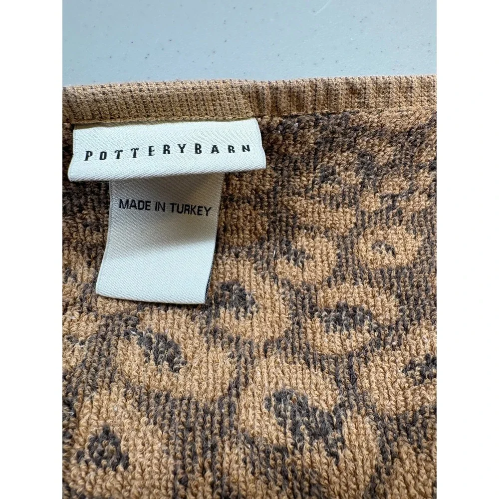 Pottery Barn Leopard Print Hand Towel Tan Brown 100% Cotton Animal Print Turkey